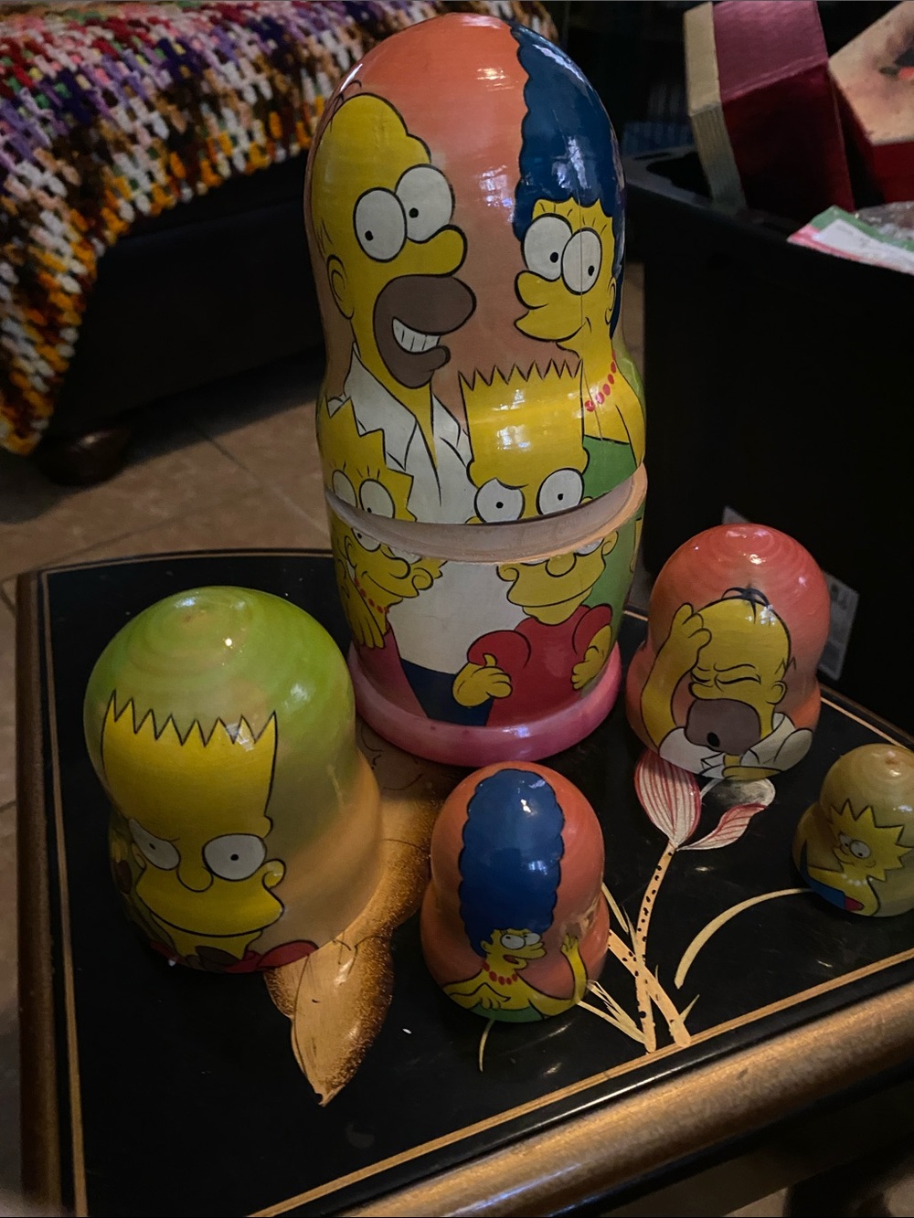 The Simpsons 5 peace Nested Matryoshka Doll Set - Yellow/Pink